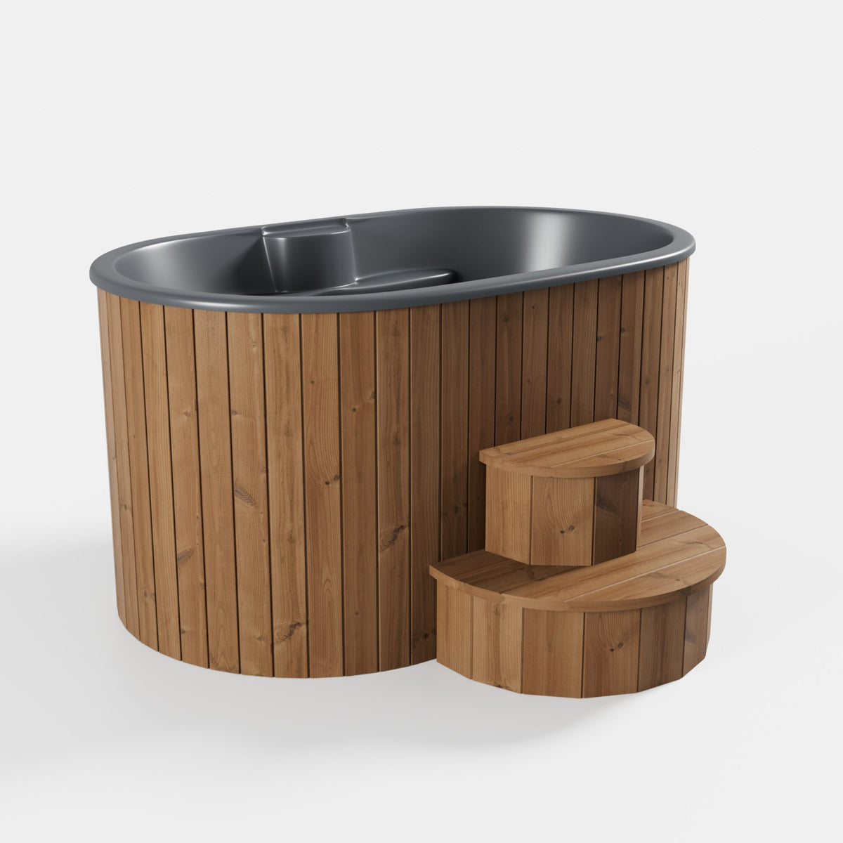 SaunaLife Model S2N 2-Person Cold/Hot Plunge Tub – Natural Thermo-Pine