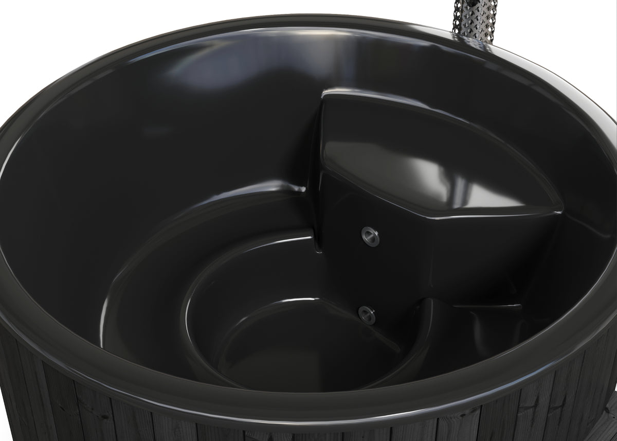 SaunaLife Model S6B Wood-Burning Hot Tub – Black, Up to 7 Persons