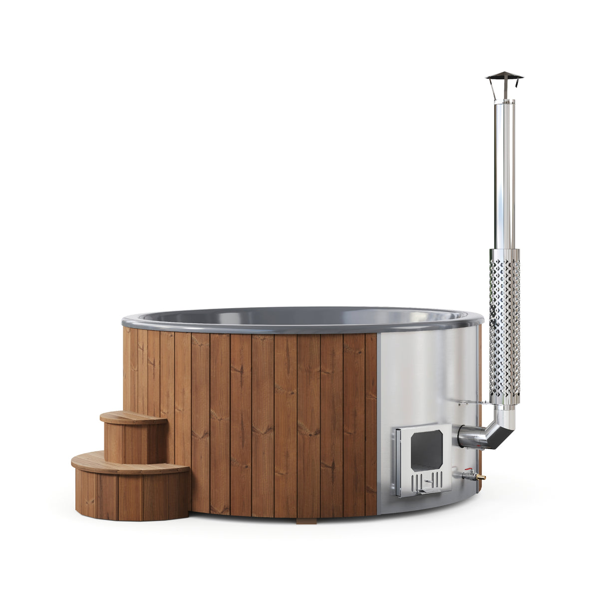 SaunaLife Model S6N Wood-Burning Hot Tub – Natural, Up to 7 Persons