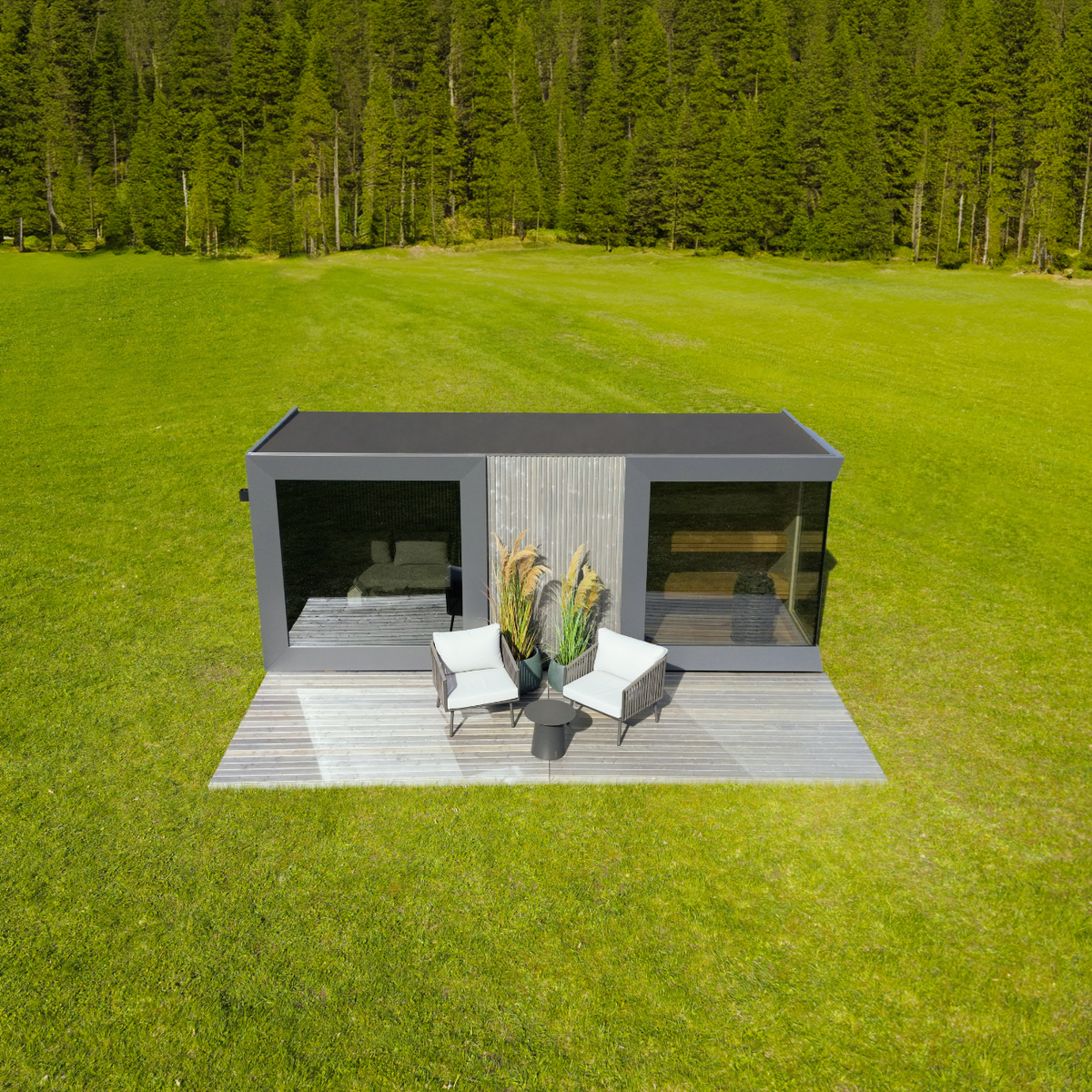 Genevas St. Moritz Outdoor Sauna with Lounge & Shower