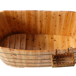 ALFI brand AB1103 59 Inch Free Standing Cedar Wood Bathtub with Bench - Elite Vitality