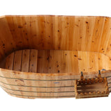 ALFI brand AB1103 59 Inch Free Standing Cedar Wood Bathtub with Bench - Elite Vitality