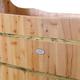 ALFI brand AB1103 59 Inch Free Standing Cedar Wood Bathtub with Bench - Elite Vitality