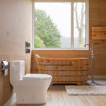 ALFI brand AB1103 59 Inch Free Standing Cedar Wood Bathtub with Bench - Elite Vitality