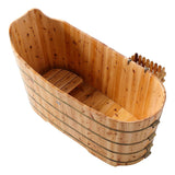 ALFI brand AB1103 59 Inch Free Standing Cedar Wood Bathtub with Bench - Elite Vitality