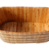 ALFI brand AB1103 59 Inch Free Standing Cedar Wood Bathtub with Bench - Elite Vitality