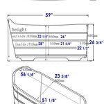 ALFI brand AB1103 59 Inch Free Standing Cedar Wood Bathtub with Bench - Elite Vitality