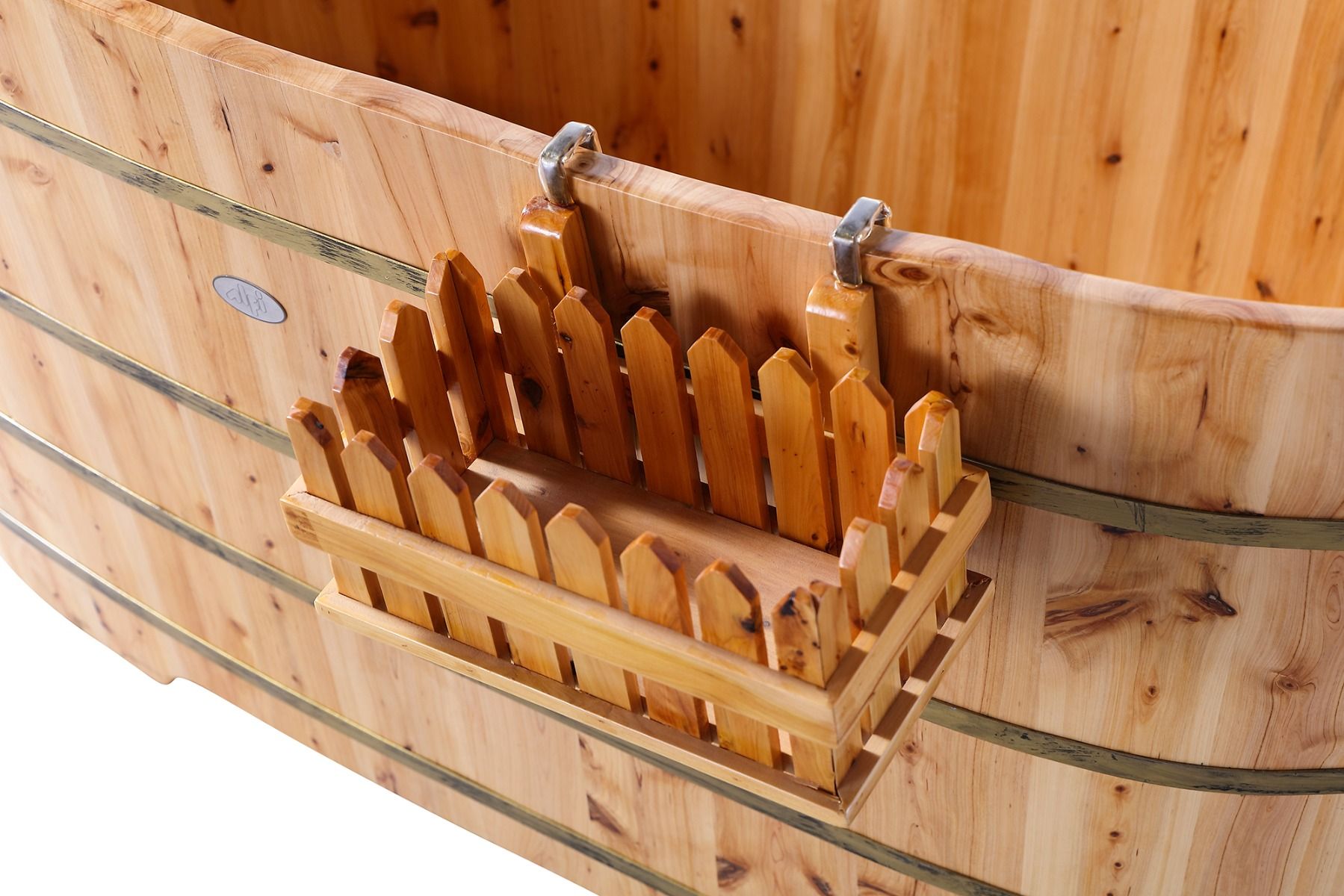 ALFI brand AB1103 59 Inch Free Standing Cedar Wood Bathtub with Bench - Elite Vitality