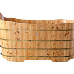 ALFI brand AB1103 59 Inch Free Standing Cedar Wood Bathtub with Bench - Elite Vitality