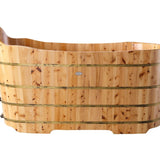 ALFI brand AB1103 59 Inch Free Standing Cedar Wood Bathtub with Bench - Elite Vitality