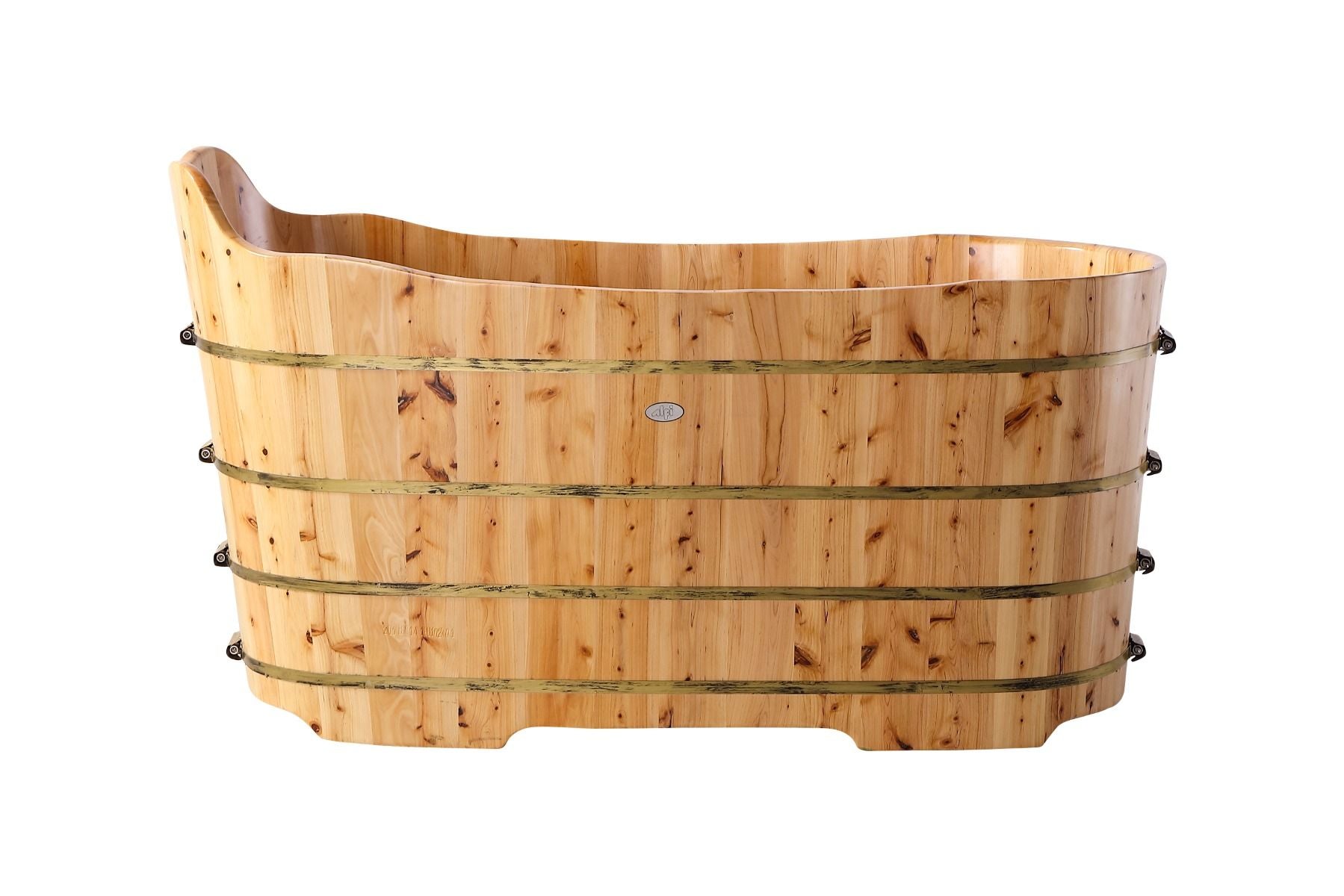 ALFI brand AB1103 59 Inch Free Standing Cedar Wood Bathtub with Bench - Elite Vitality