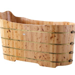 ALFI brand AB1103 59 Inch Free Standing Cedar Wood Bathtub with Bench - Elite Vitality
