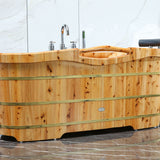 ALFI brand AB1136 61'' Free Standing Cedar Wooden Bathtub with Tub Filler - Elite Vitality