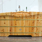 ALFI brand AB1136 61'' Free Standing Cedar Wooden Bathtub with Tub Filler - Elite Vitality