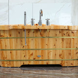 ALFI brand AB1136 61'' Free Standing Cedar Wooden Bathtub with Tub Filler - Elite Vitality