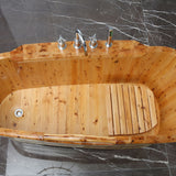 ALFI brand AB1136 61'' Free Standing Cedar Wooden Bathtub with Tub Filler - Elite Vitality