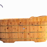 ALFI brand AB1139 61" Free Standing Cedar Wooden Bathtub with Fixtures & Headrest - Elite Vitality