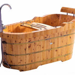 ALFI brand AB1139 61" Free Standing Cedar Wooden Bathtub with Fixtures & Headrest - Elite Vitality