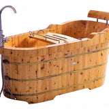 ALFI brand AB1139 61" Free Standing Cedar Wooden Bathtub with Fixtures & Headrest - Elite Vitality