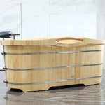 ALFI brand AB1163 61'' Free Standing Wooden BathTub with Headrest - Elite Vitality