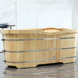 ALFI brand AB1163 61'' Free Standing Wooden BathTub with Headrest - Elite Vitality