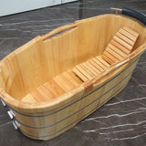 ALFI brand AB1163 61'' Free Standing Wooden BathTub with Headrest - Elite Vitality