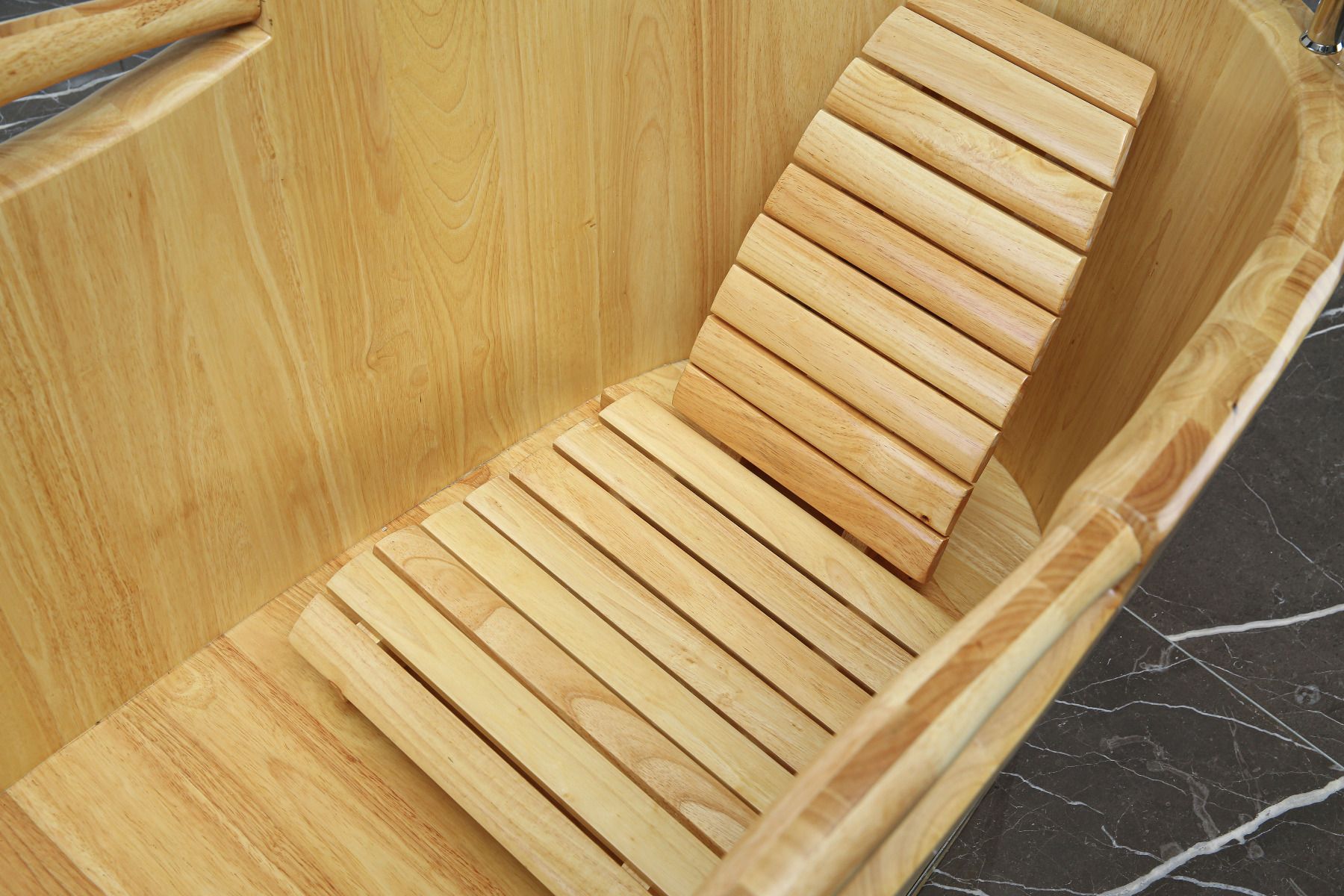 ALFI brand AB1163 61'' Free Standing Wooden BathTub with Headrest - Elite Vitality