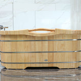 ALFI brand AB1163 61'' Free Standing Wooden BathTub with Headrest - Elite Vitality