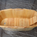 ALFI brand AB1163 61'' Free Standing Wooden BathTub with Headrest - Elite Vitality