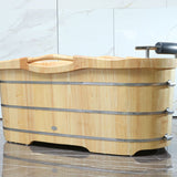 ALFI brand AB1163 61'' Free Standing Wooden BathTub with Headrest - Elite Vitality