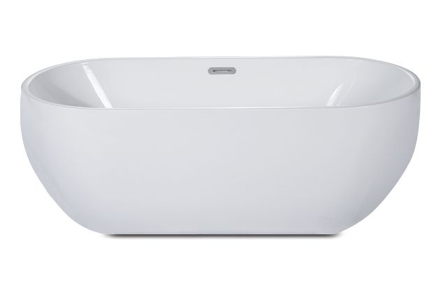 ALFI brand AB8838 59 Inch White Oval Acrylic Free Standing Soaking Bathtub - Elite Vitality