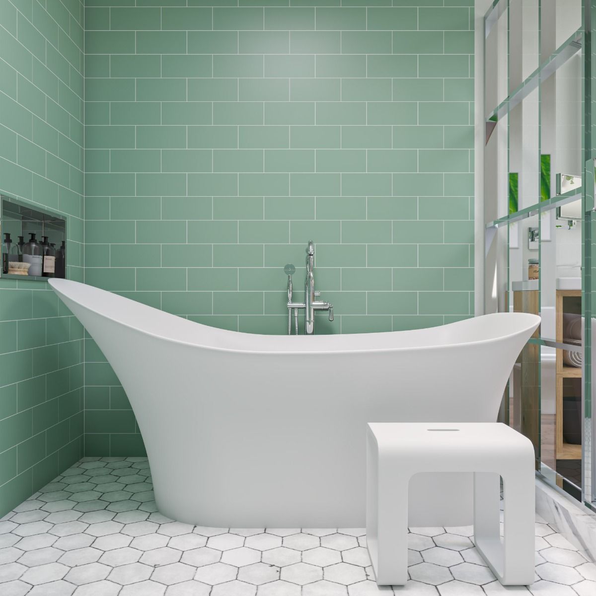 ALFI brand AB9915 74" White Solid Surface Smooth Resin Soaking Slipper Bathtub - Elite Vitality