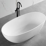 ALFI brand AB9975 59" White Oval Solid Surface Resin Soaking Bathtub - Elite Vitality