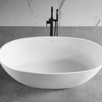 ALFI brand AB9975 59" White Oval Solid Surface Resin Soaking Bathtub - Elite Vitality