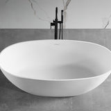 ALFI brand AB9975 59" White Oval Solid Surface Resin Soaking Bathtub - Elite Vitality