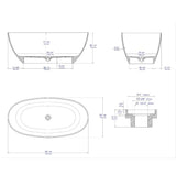ALFI brand AB9975 59" White Oval Solid Surface Resin Soaking Bathtub - Elite Vitality