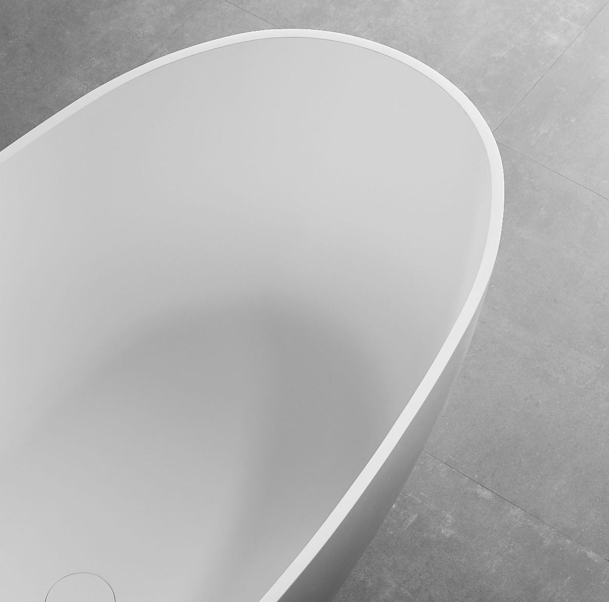 ALFI brand AB9975 59" White Oval Solid Surface Resin Soaking Bathtub - Elite Vitality