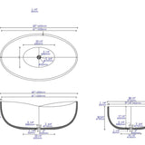 ALFI brand ABCO63TUB 63" Solid Concrete Gray Matte Oval Bathtub - Elite Vitality