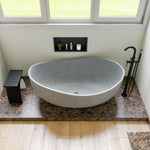 ALFI brand ABCO63TUB 63" Solid Concrete Gray Matte Oval Bathtub - Elite Vitality