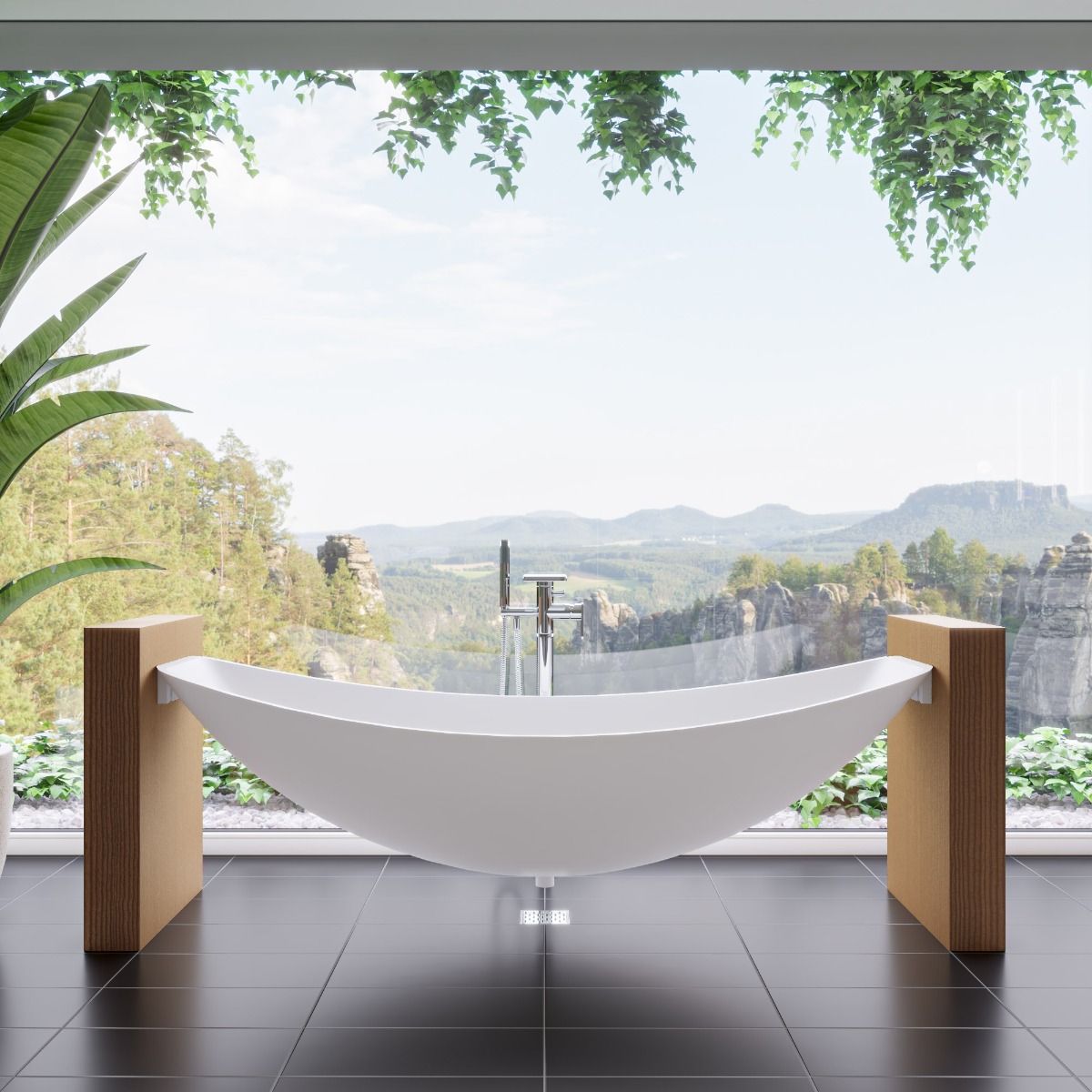 ALFI brand HammockTub1 79" Acrylic Suspended Wall Mounted Hammock Bathtub - Elite Vitality
