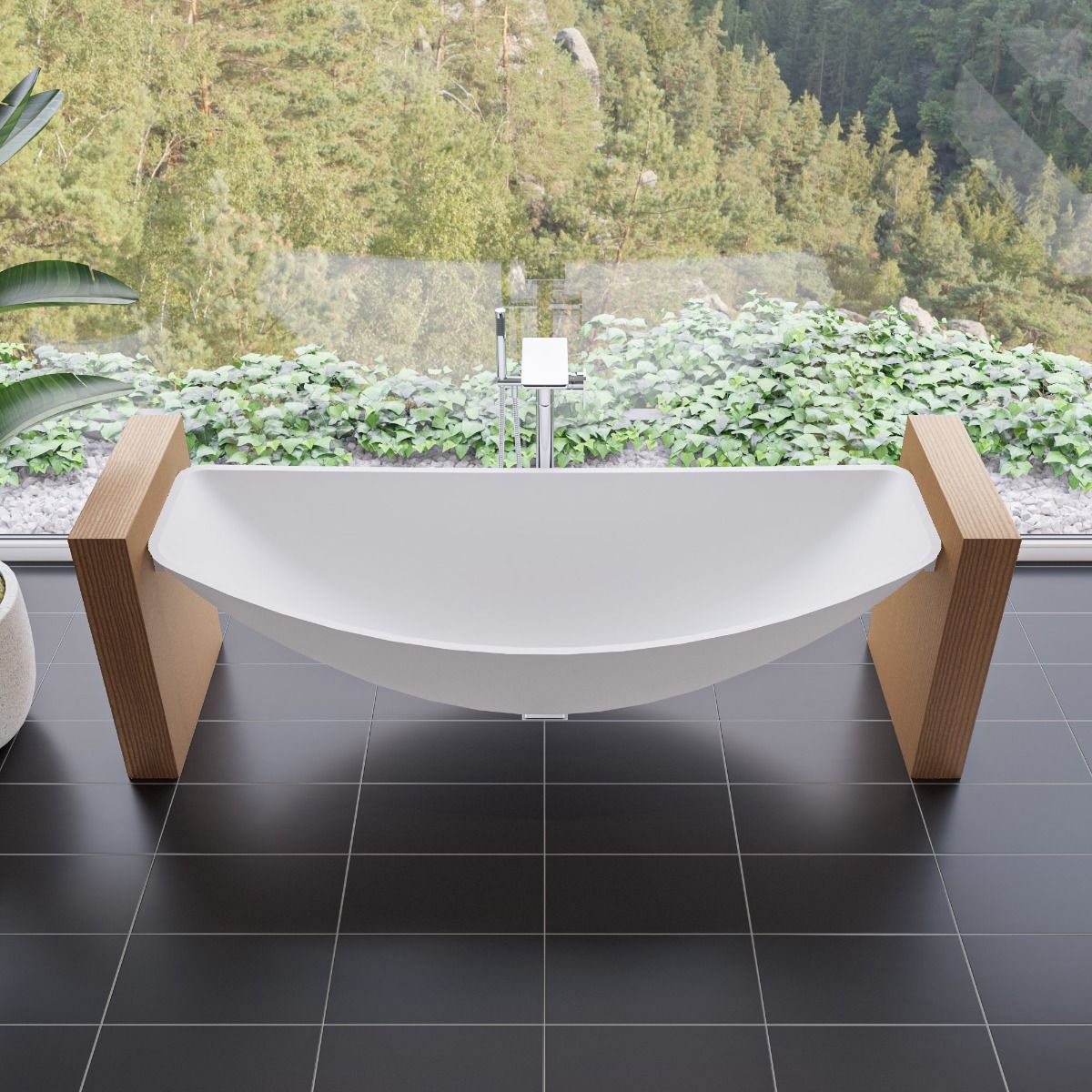ALFI brand HammockTub1 79" Acrylic Suspended Wall Mounted Hammock Bathtub - Elite Vitality