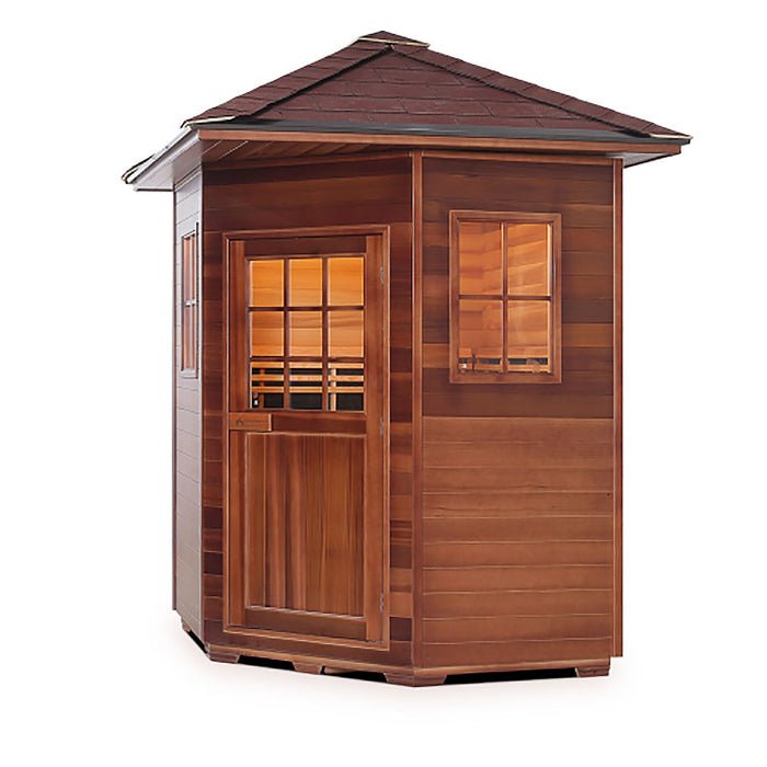 Enlighten Sauna Sapphire 4 Corner Infrared/Traditional Sauna - Elite Vitality