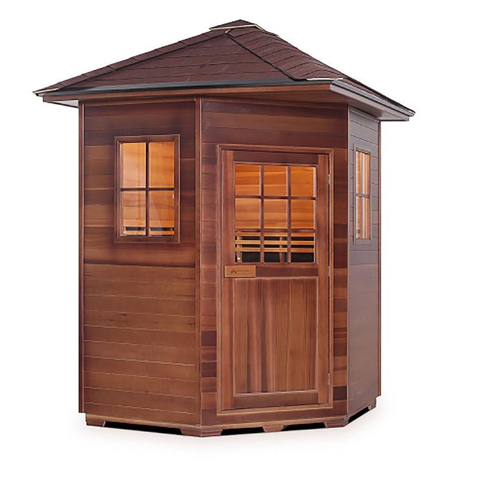 Enlighten Sauna Sapphire 4 Corner Infrared/Traditional Sauna - Elite Vitality