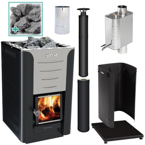 Harvia Pro 20 Deluxe Wood Burning Stove Kit BK - Elite Vitality