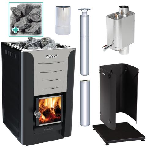 Harvia PRO 20 Deluxe Wood Burning Stove Kit SS - Elite Vitality