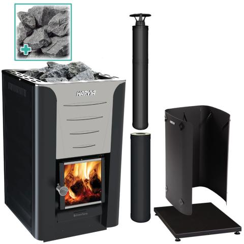 Harvia PRO 20 Wood Burning Stove Kit BK - Elite Vitality