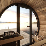 SaunaLife Model EE6G Sauna Barrel Glass Front, 4-Person with Mood lighting - Elite Vitality