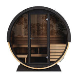 SaunaLife Model EE6G Sauna Barrel Glass Front, 4-Person with Mood lighting - Elite Vitality