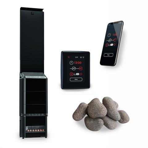 Saunum AIR 10 WiFi Sauna Heater Package 9.6 kW Black - Elite Vitality