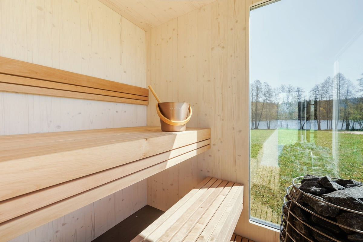 Genevas St. Moritz Outdoor Sauna with Lounge & Shower - Elite Vitality